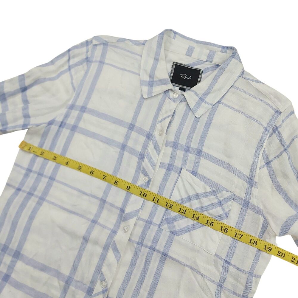 Rails Shirt Womens Medium White Blue Plaid Long Sleeve Button Soft Casual Preppy - Picture 10 of 10